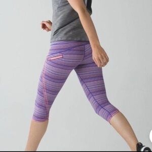 Lululemon Run Top Speed Crop Leggings Sz 4 Space Dye Twist Iris Flower Preloved
